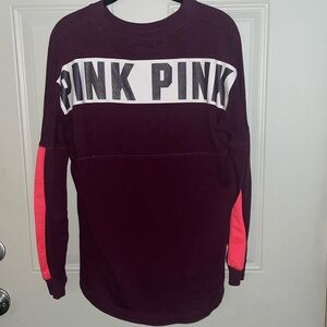 PINK Victoria’s Secret logo sleeve tee XS jersey holographic oversized